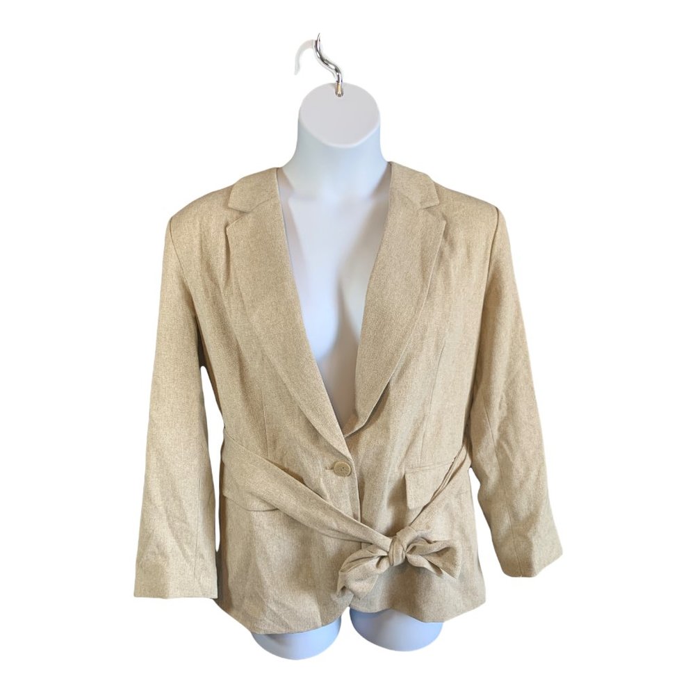 Women's Long Sleeve Belted Oversized Blazer Large